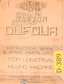 Dufour-Dufour Gaston No. 51, Universal Milling, Instructions and Spare Parts Manual-51-No. 51-01